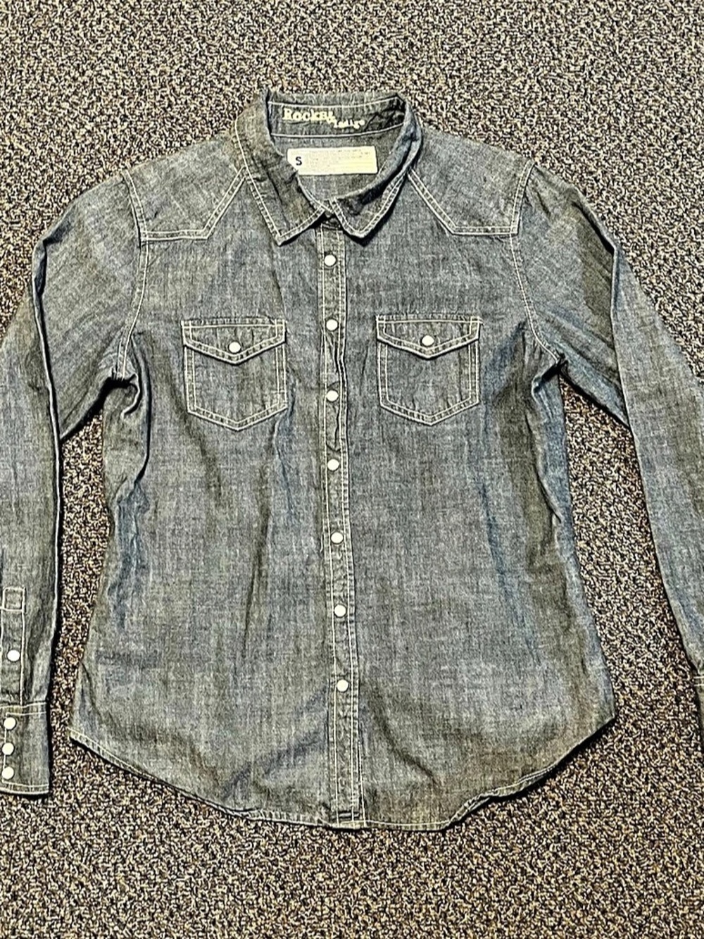Rock & Indigo Women'Small Denim Snap-Front Shirt Size Small